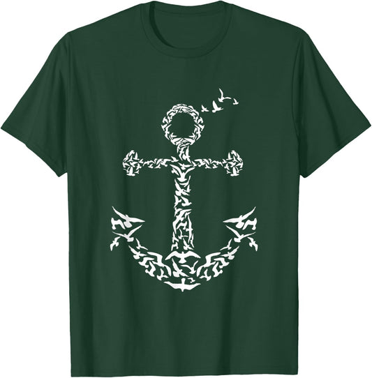 Anchor Birds Nautical T-Shirt - T-Shirt | Forest