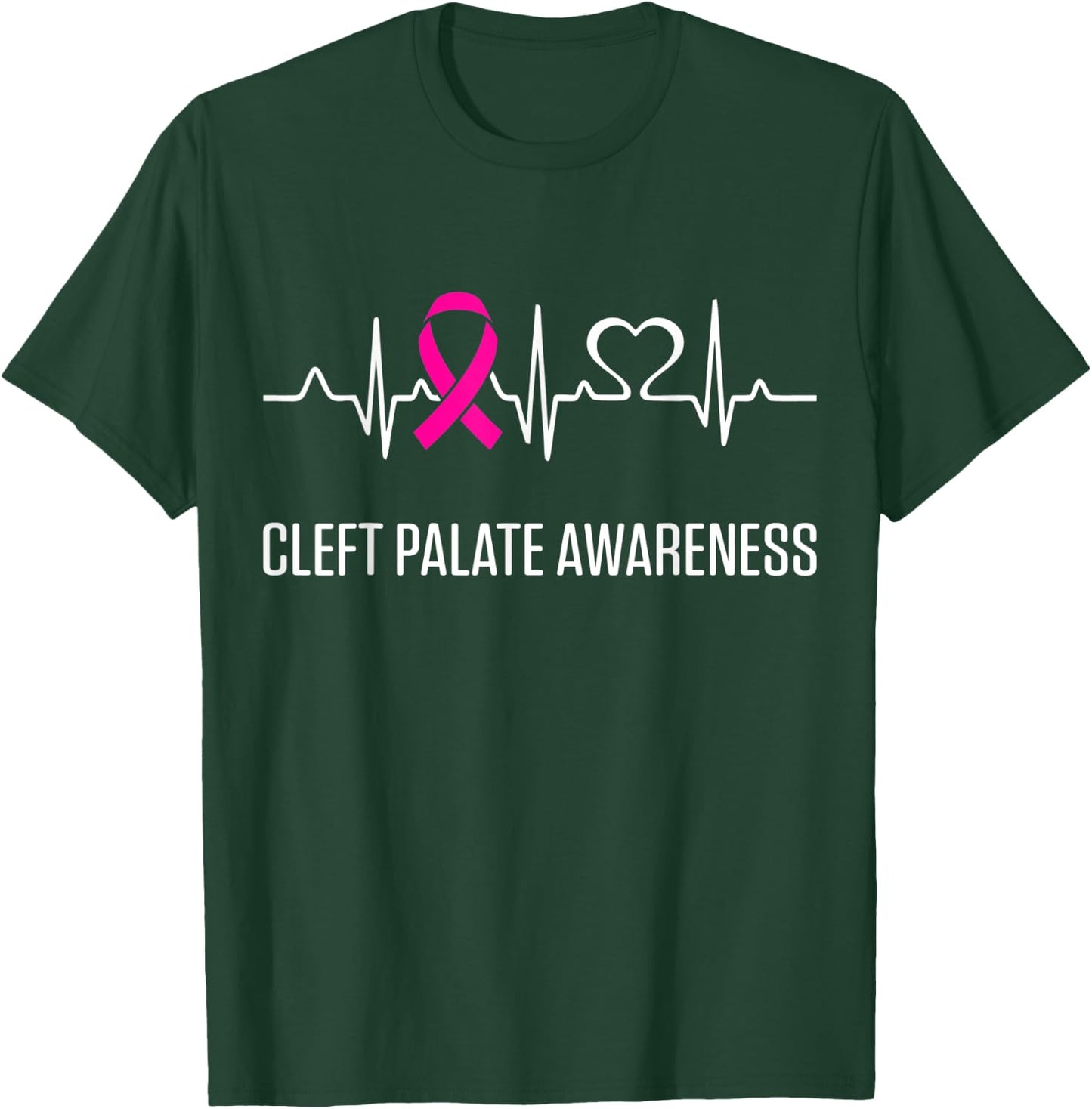 Cleft Palate Lip Heartbeat Cleft Strong Awareness T-Shirt - T-Shirt | Forest