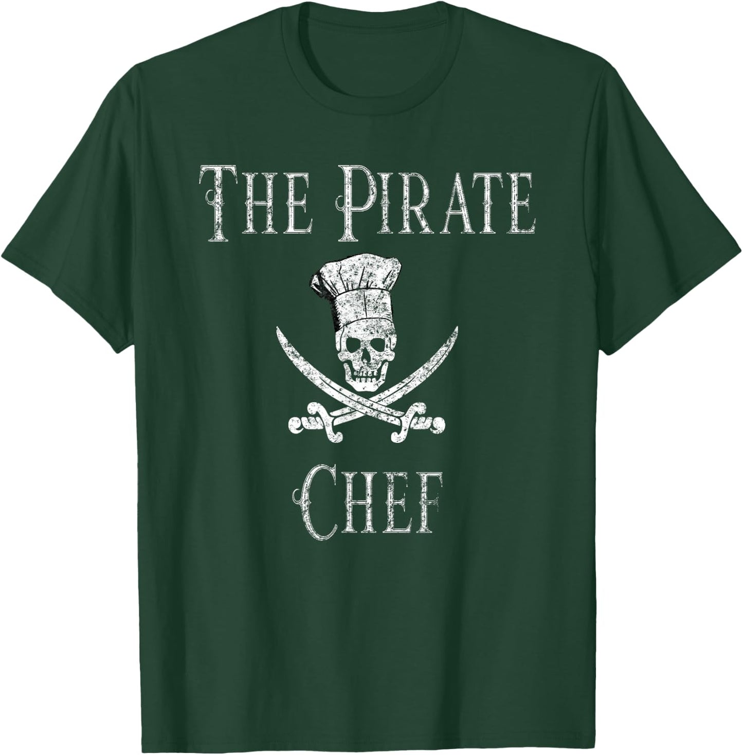 Fun Culinary Vintage The Pirate Chef Skull Chef Hat T-Shirt - T-Shirt | Forest