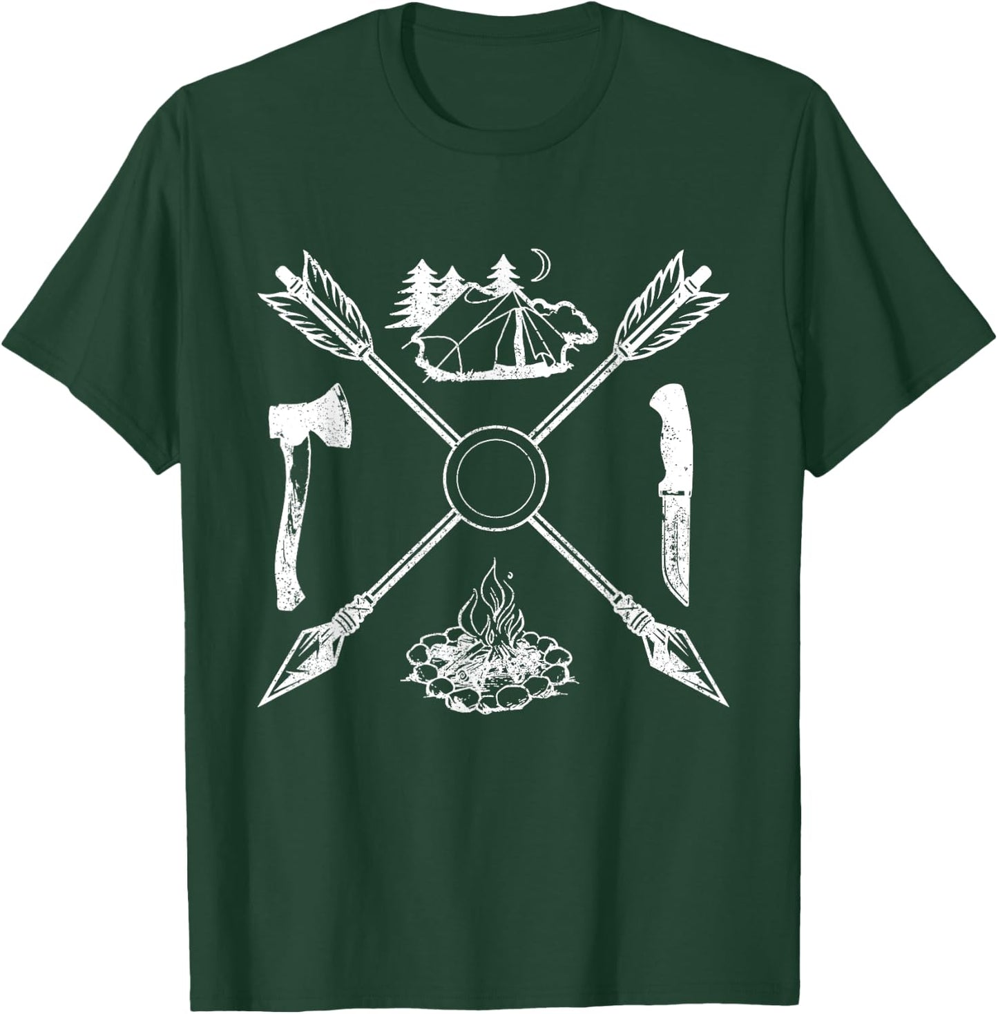 Bushcraft Apparel Co. Vintage Modern Mix Outdoor Camping , Black, Small T-Shirt - T-Shirt | Forest