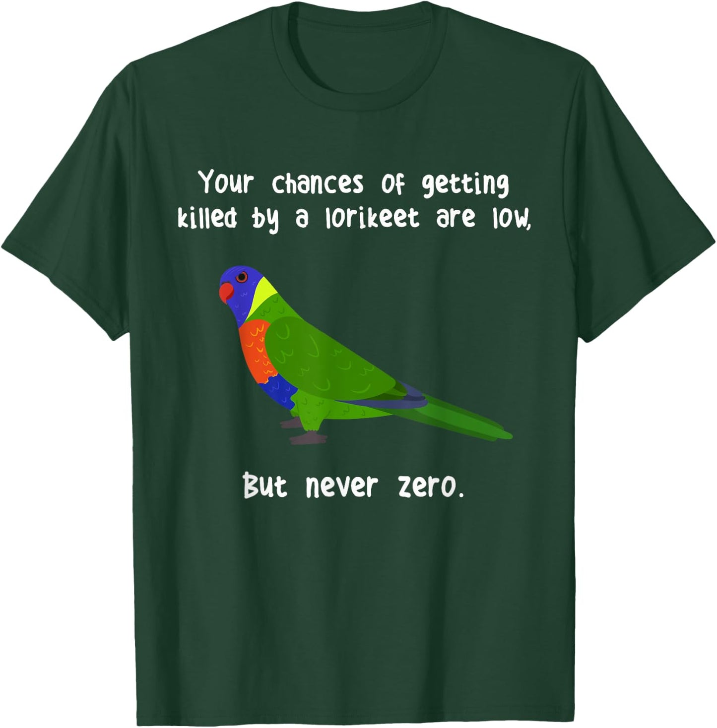 Rainbow Lorikeet Never Zero, Funny Cute Pet Lory Parrot Bird T-Shirt - T-Shirt | Forest