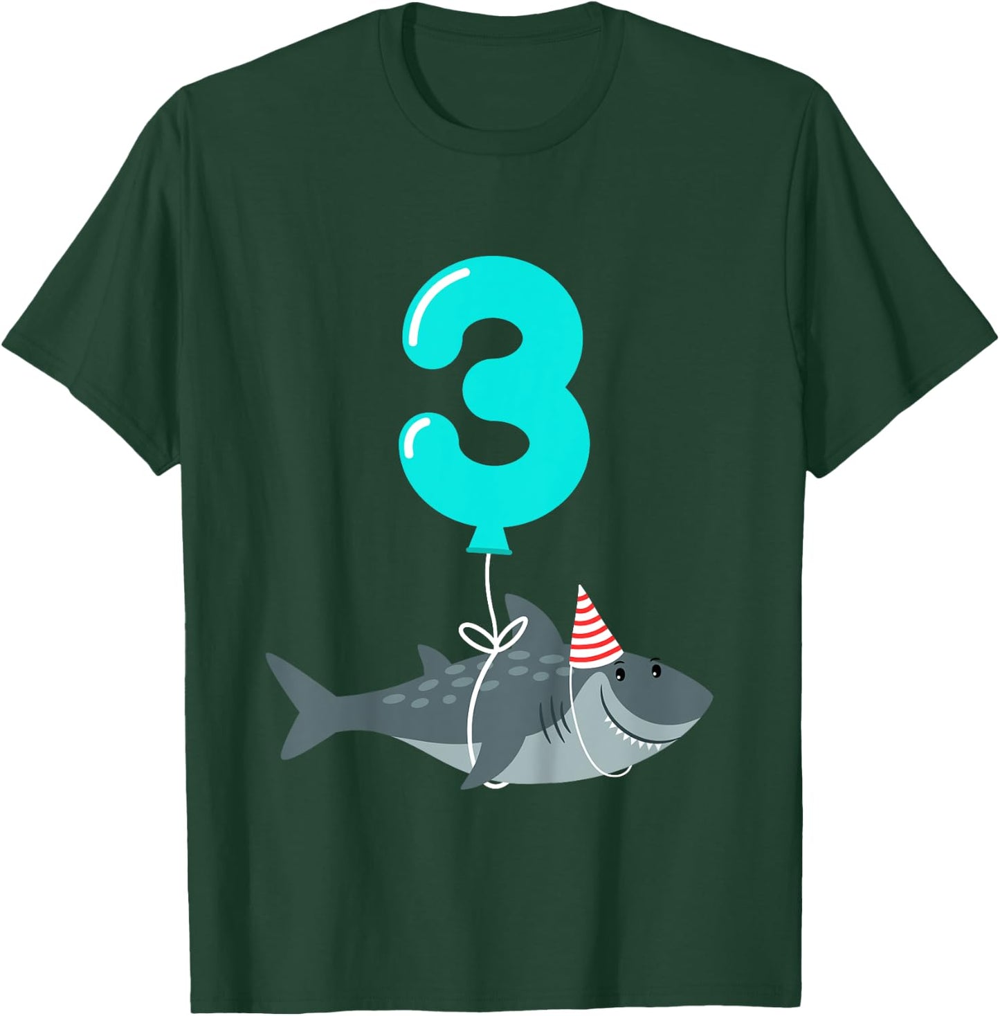 3rd Birthday Shark Shirt | Cute 3 Year Old Shark Gift Shirt T-Shirt - T-Shirt | Forest