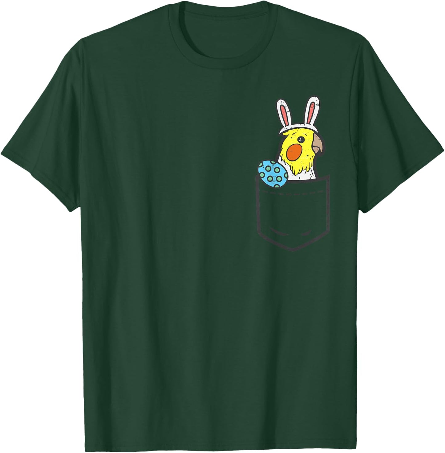 Pocket Easter Cockatiel Bunny Egg Cute Bird Men Women Kids T-Shirt - T-Shirt | Forest