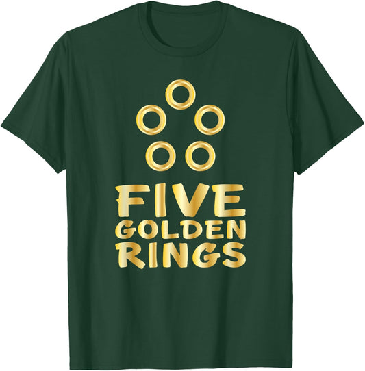 Five Golden Rings Song 12 Days Christmas T-Shirt - T-Shirt | Forest