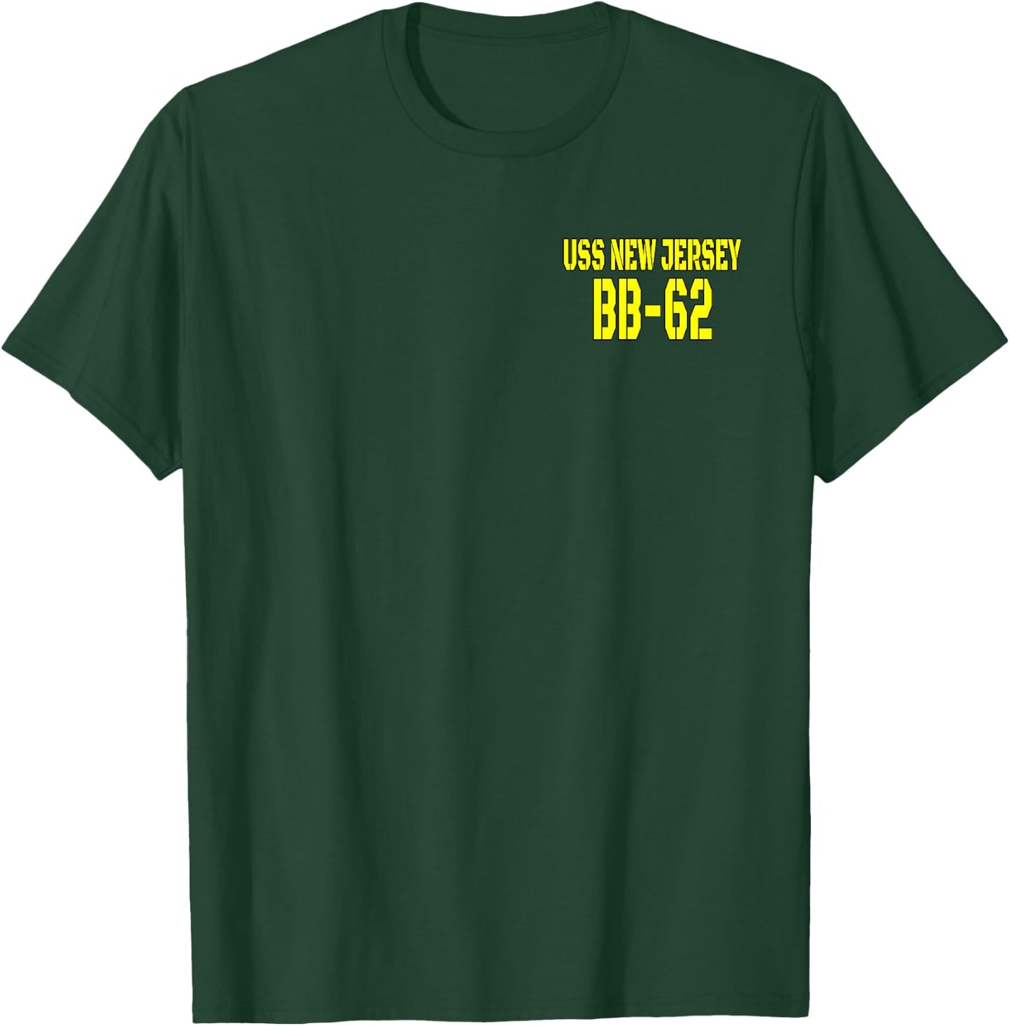 USS New Jersey BB-62 WW2 Battleship Warship Front&Back T-Shirt - T-Shirt | Forest
