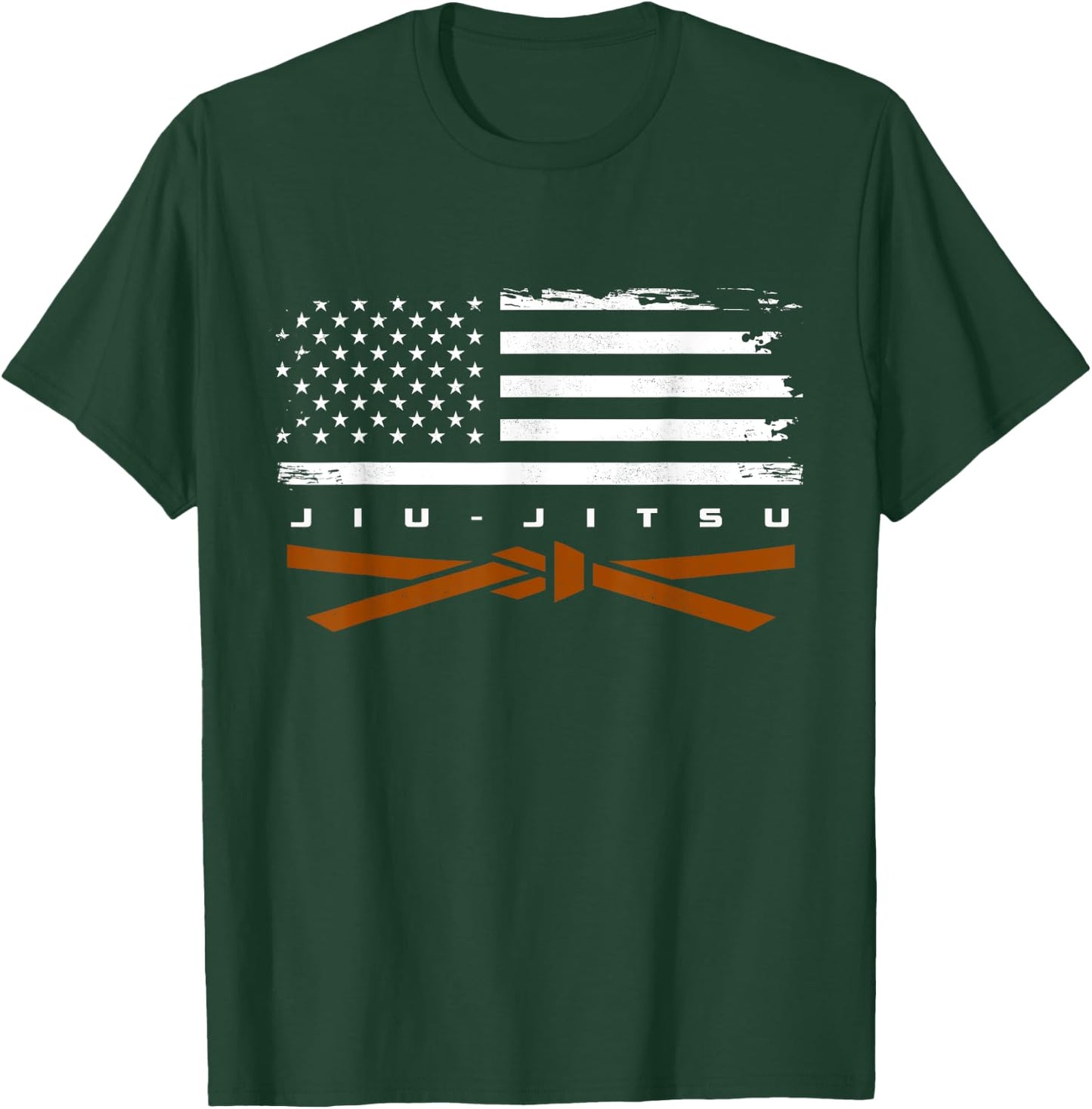 American Flag Jiu - Jitsu Apparel - Brown Belt Jiu Jitsu T-Shirt - T-Shirt | Forest