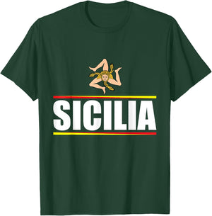 Sicilia Flag Sicily Palermo Italy T-Shirt - T-Shirt | Forest
