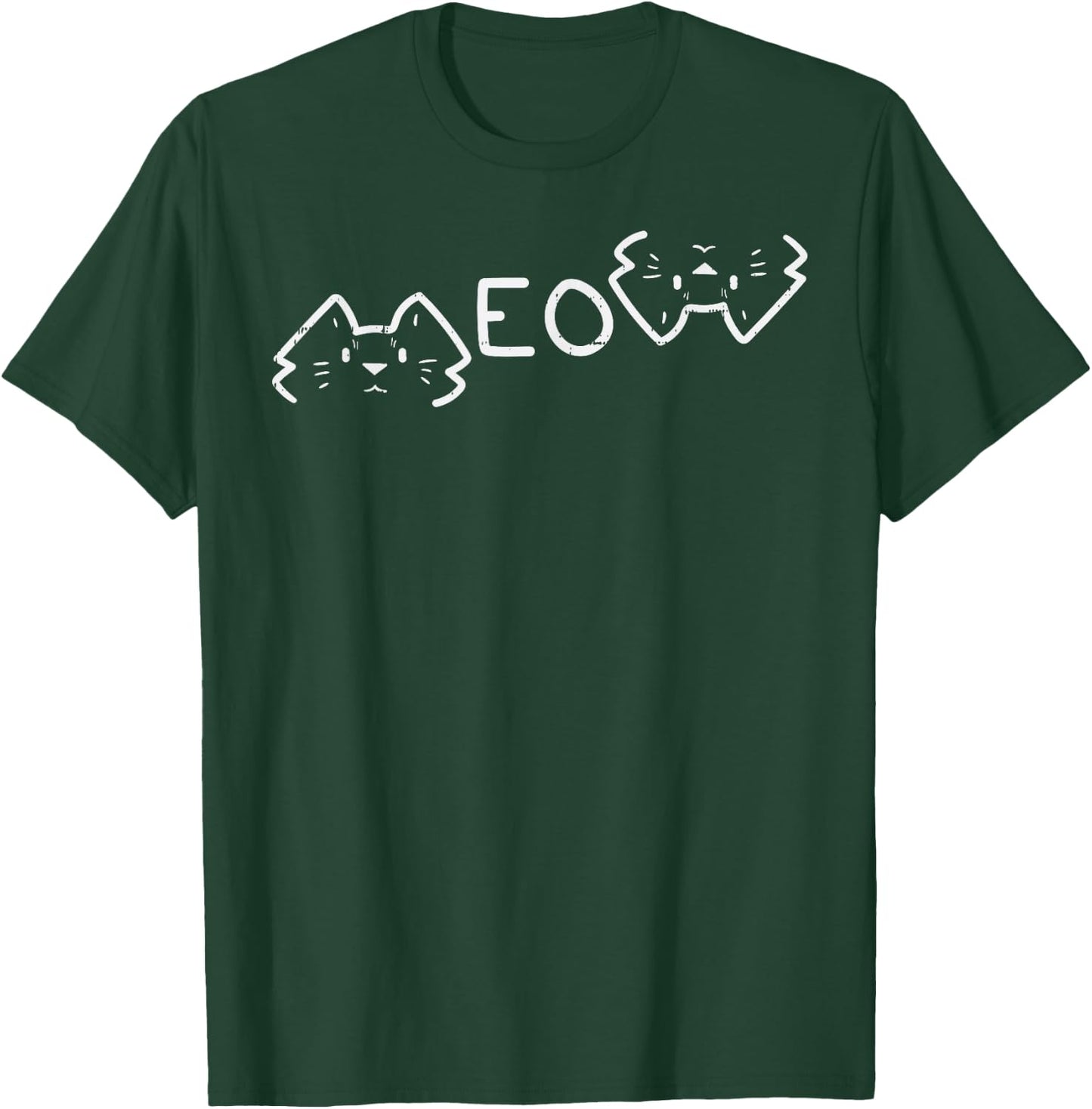 Meow Word Cat Faces Cute Feline Pet Lover Men Women Kids T-Shirt - T-Shirt | Forest