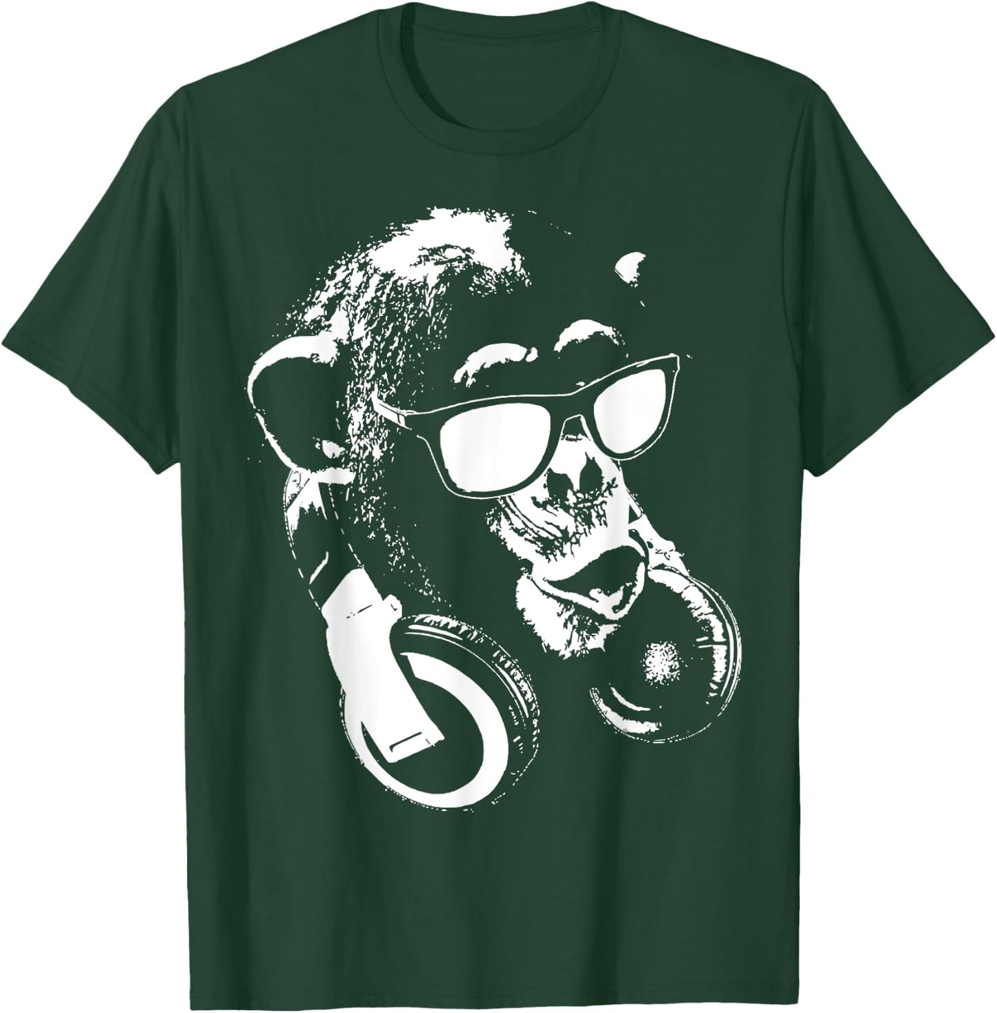 Monkey Chimp With Sunglasses And Headphones T-Shirt - T-Shirt | Forest