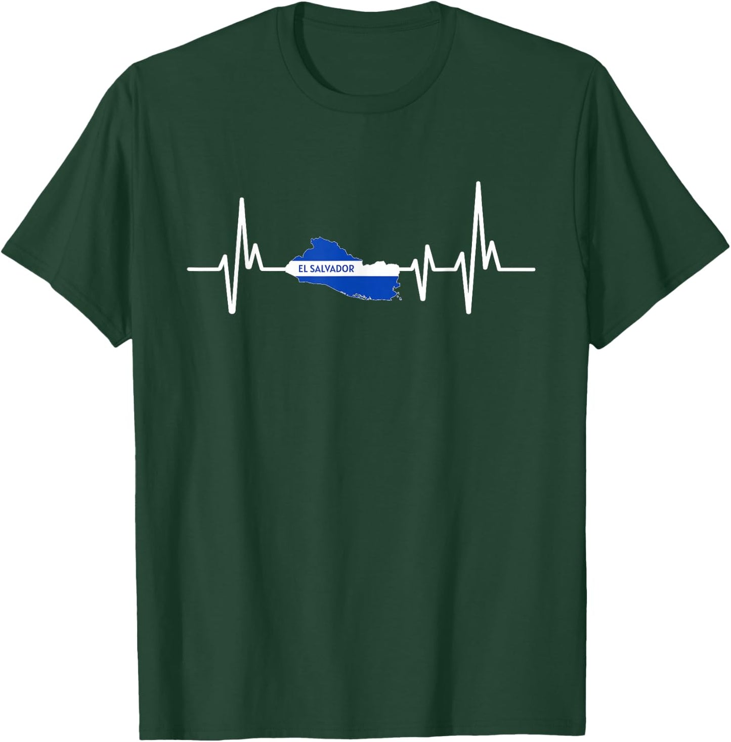 El Salvador Flag Heartbeat ECG Design El Salvador T-Shirt - T-Shirt | Forest