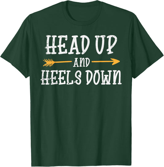 Head Up Heels Down Horse Riding Equestrian Men Women Kids T-Shirt - T-Shirt | Forest