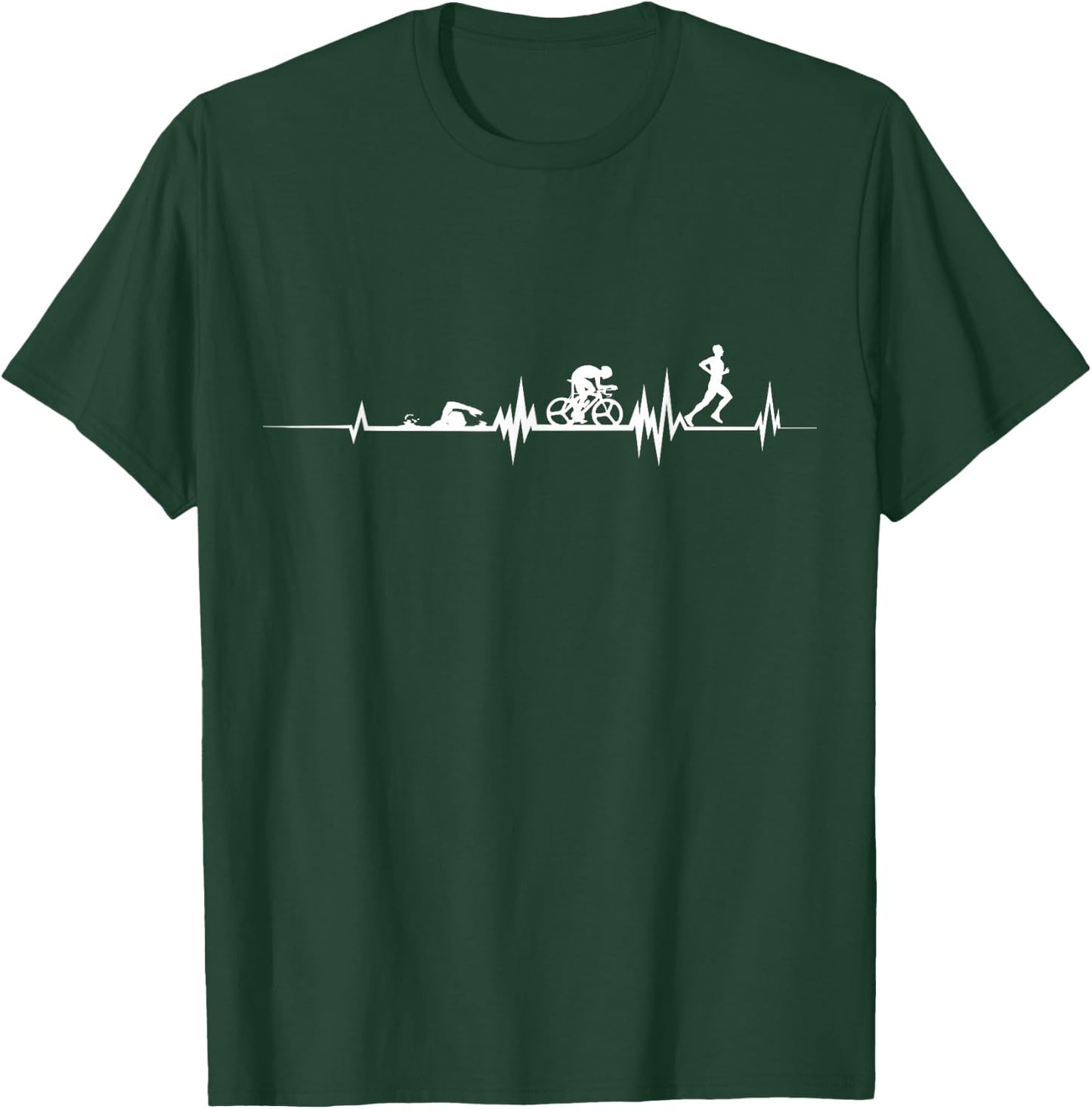 Triathlon Heartbeat Swim Cycle Run Athletes T-Shirt - T-Shirt | Forest