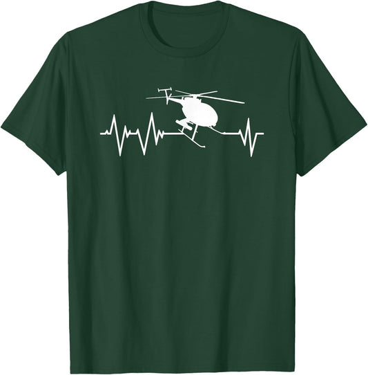 Great Helicopter Heartbeat Gift Pilot T-Shirt - T-Shirt | Forest