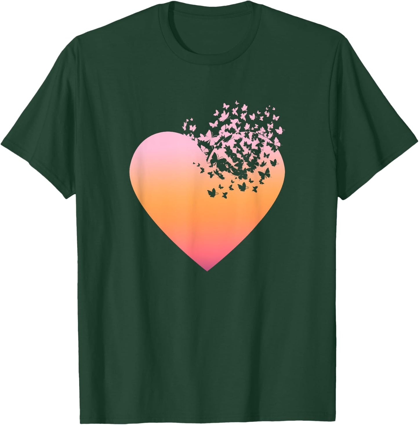 Butterfly Heart Butterflies Beautiful Colorful Spring Flower T-Shirt - T-Shirt | Forest