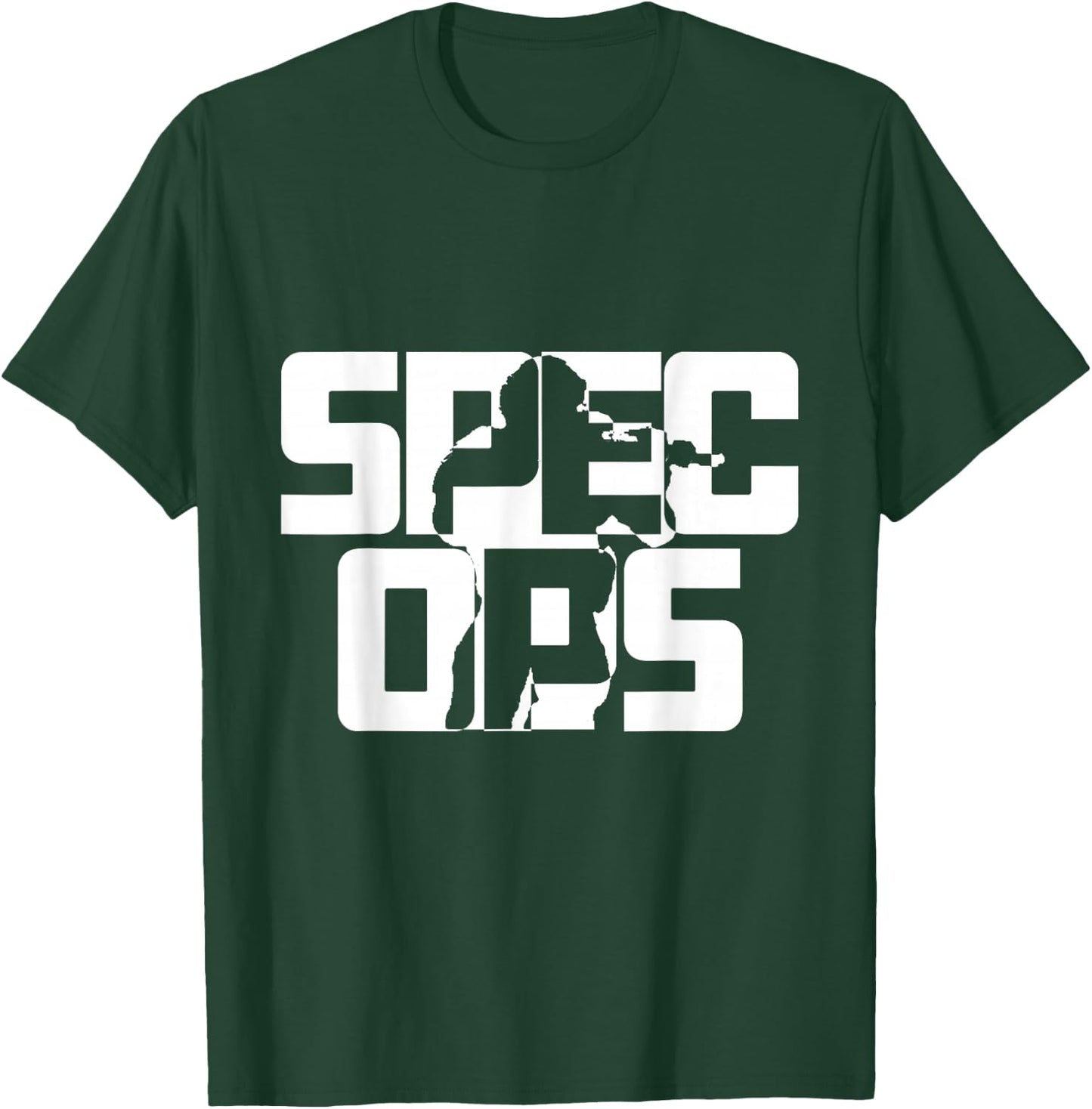Spec Ops Tactical Military Silhouette Bold Design T-Shirt - T-Shirt | Forest