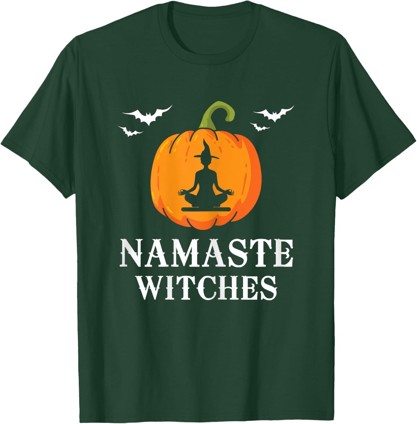 Namaste Witches Pumpkin Yoga meditation Halloween Women Fun T-Shirt - T-Shirt | Forest