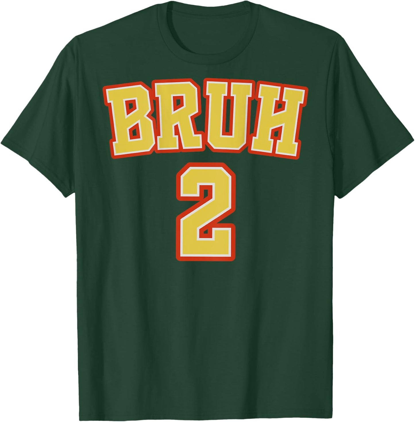 (BACK PRINT) Bruh 1 and 2 Funny Matching Brother Twin Boys T-Shirt - T-Shirt | Forest