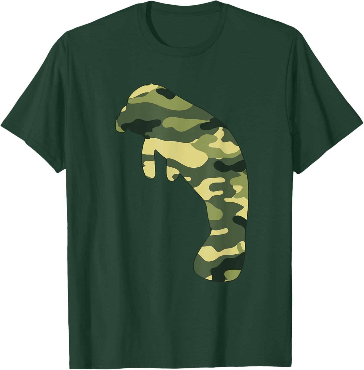 Military Dugong Camo Men Print US Manatee Veteran Gift T-Shirt - T-Shirt | Forest