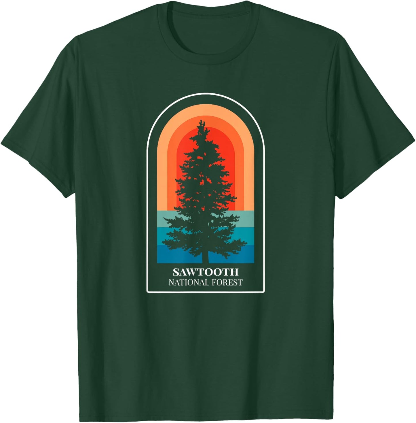 Retro Sawtooth National Forest Idaho Hiking T-Shirt - T-Shirt | Forest