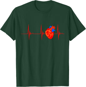Cardiology Anatomy Heart Cardiologist Rhythm ECG Pulse Doctor T-Shirt - T-Shirt | Forest