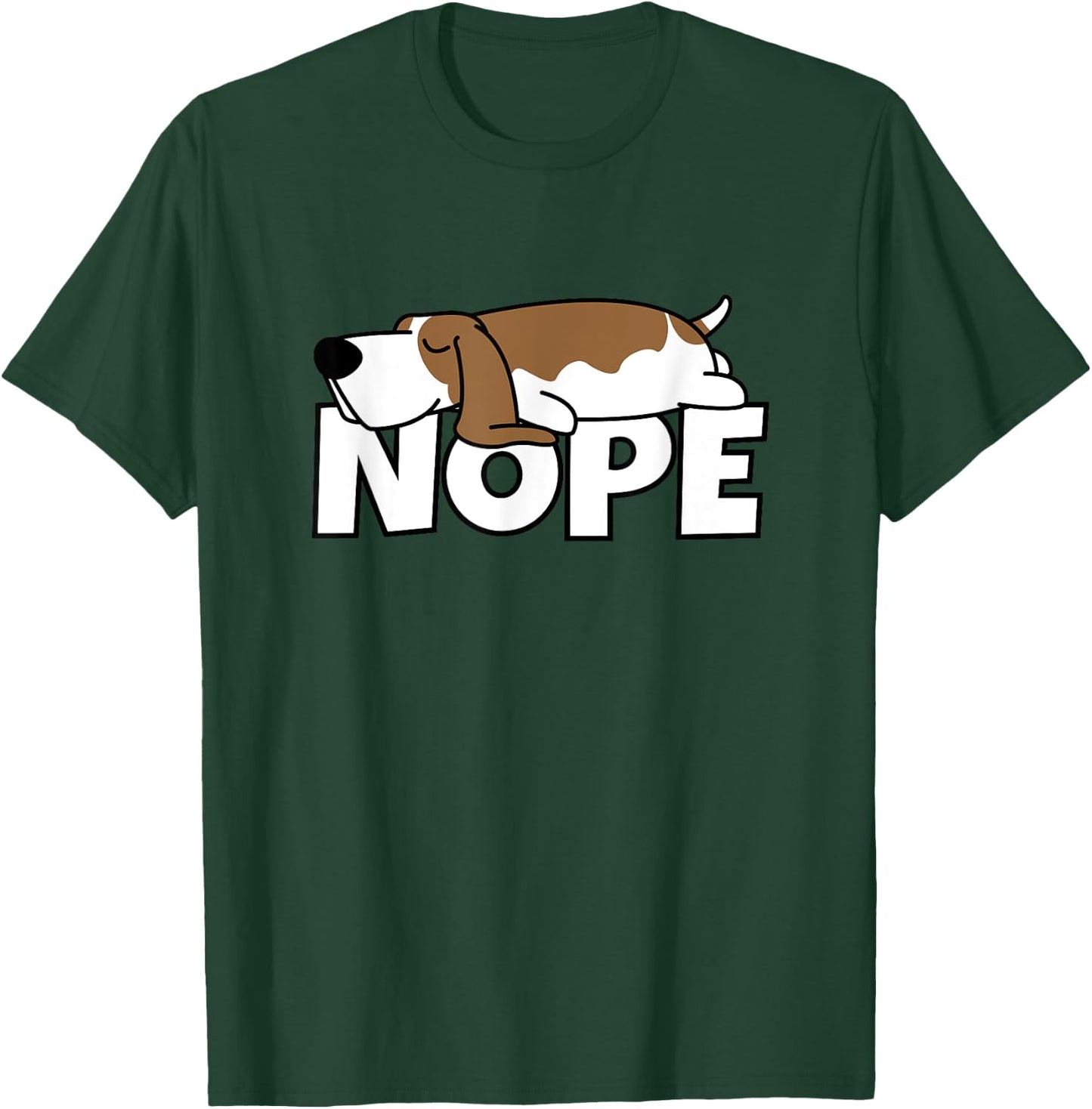 Nope Lazy Dog Basset Hound T-Shirt - T-Shirt | Forest