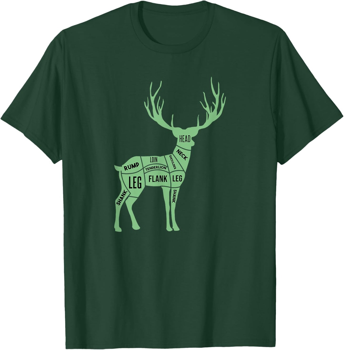 Deer Venison Butcher Cuts Diagram T-Shirt - T-Shirt | Forest