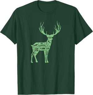 Deer Venison Butcher Cuts Diagram T-Shirt - T-Shirt | Forest