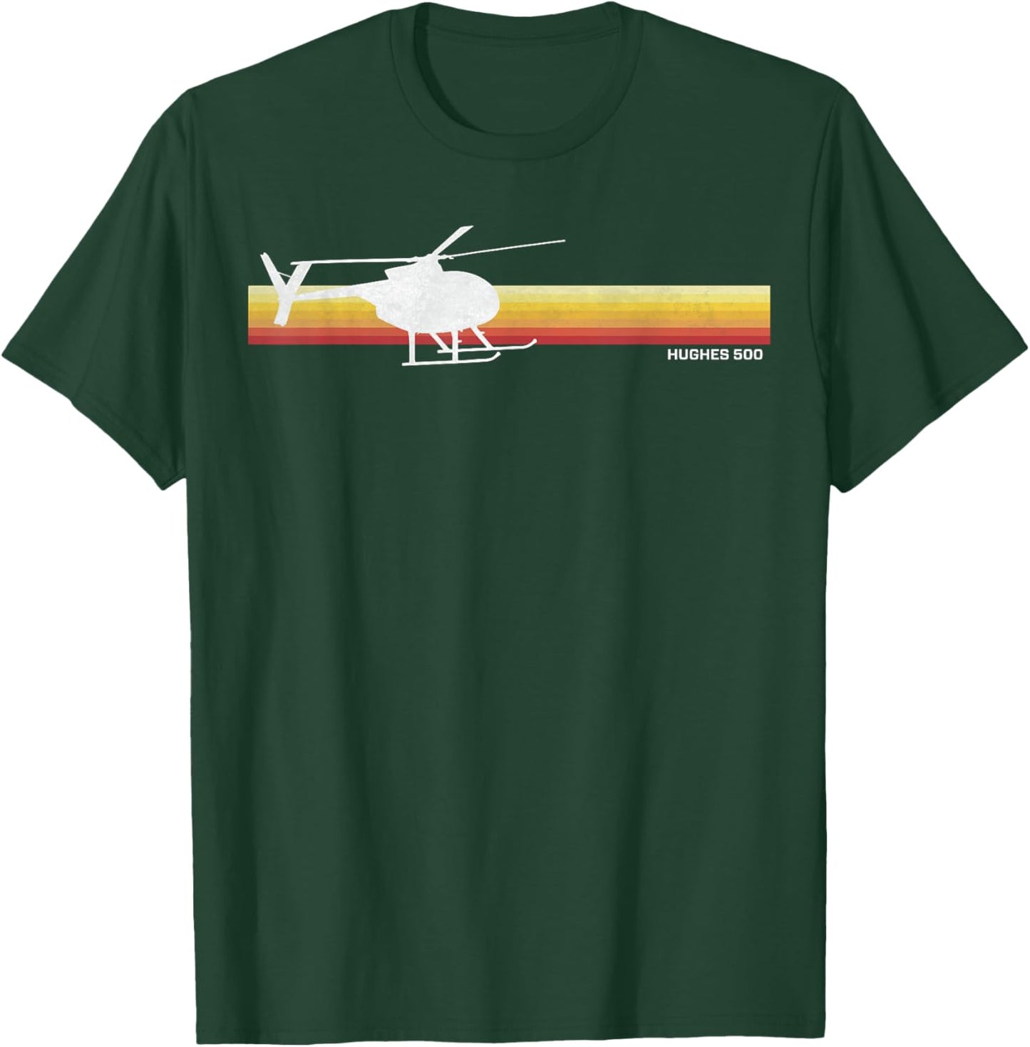 MD 500 Vintage Helicopter Pilot Silhouette Sunset Hughes 500 T-Shirt - T-Shirt | Forest