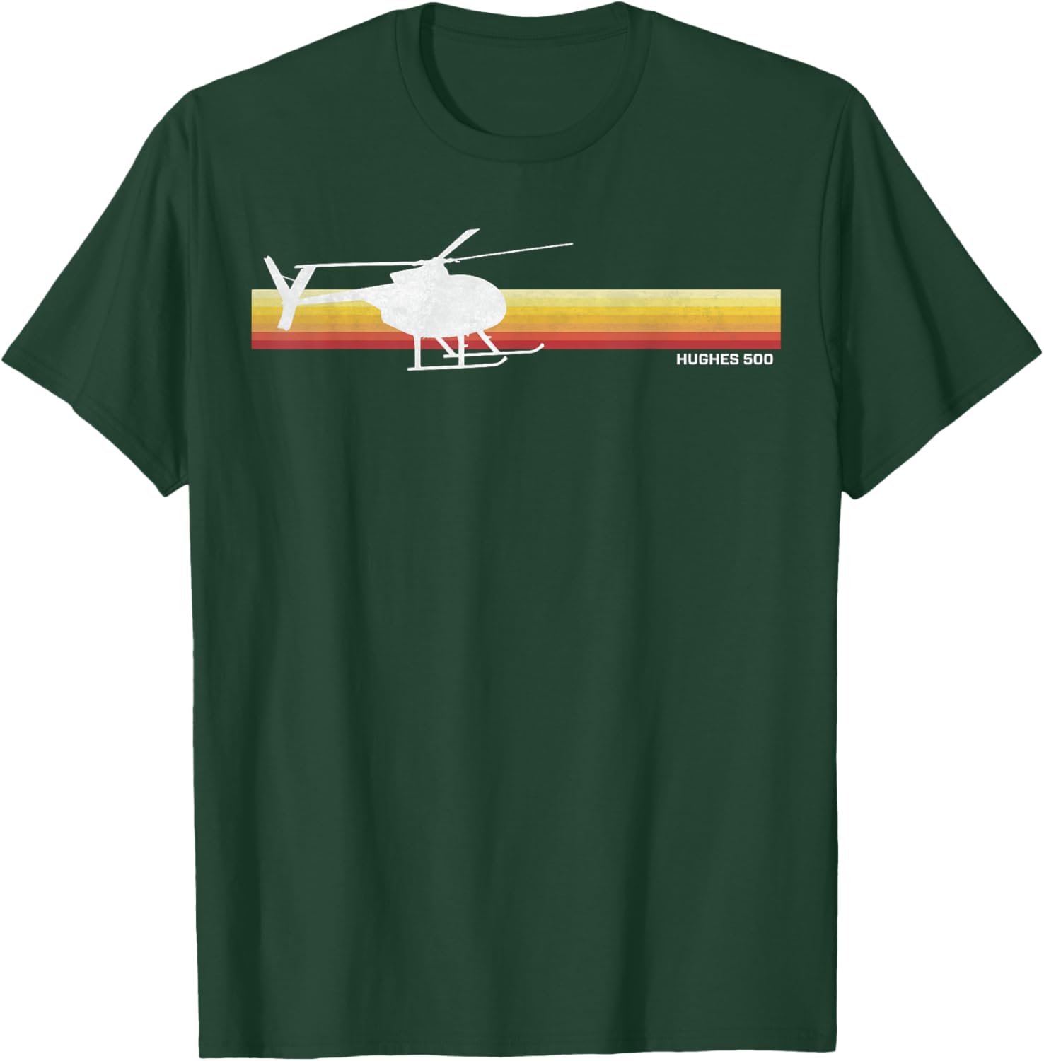 MD 500 Vintage Helicopter Pilot Silhouette Sunset Hughes 500 T-Shirt - T-Shirt | Forest