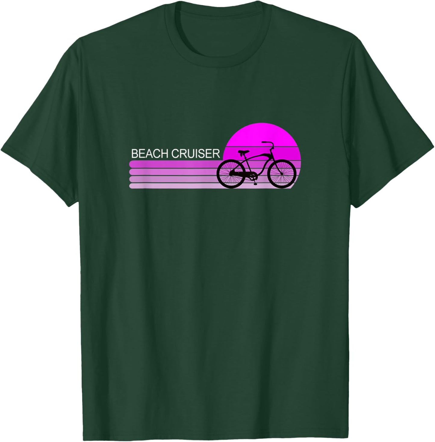 Pink Sunset Beach Cruiser For Bicycle Bike Cycle Owners Women Kids T-Shirt - T-Shirt | Forest