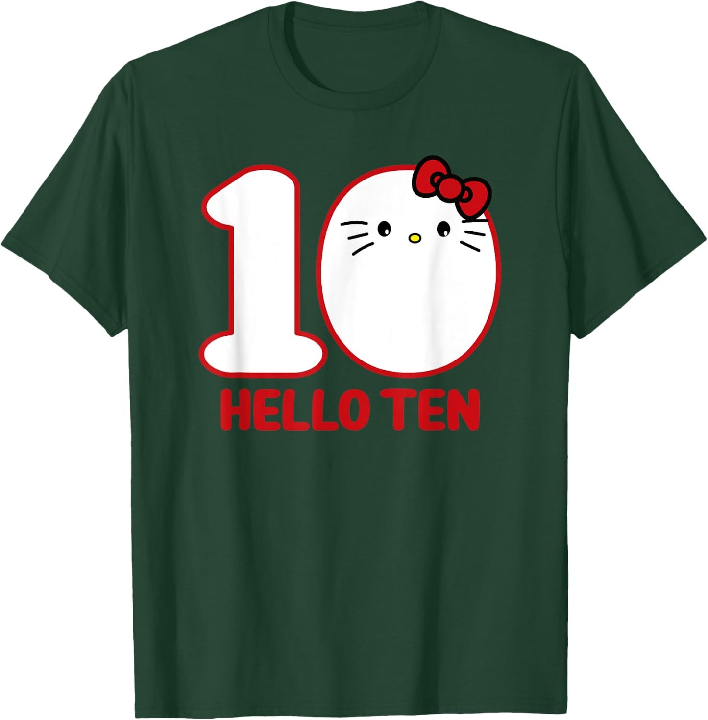 Happy Birthday Kitty, Cute Hello Ten Bday 10th Kawaii Gift T-Shirt - T-Shirt | Forest