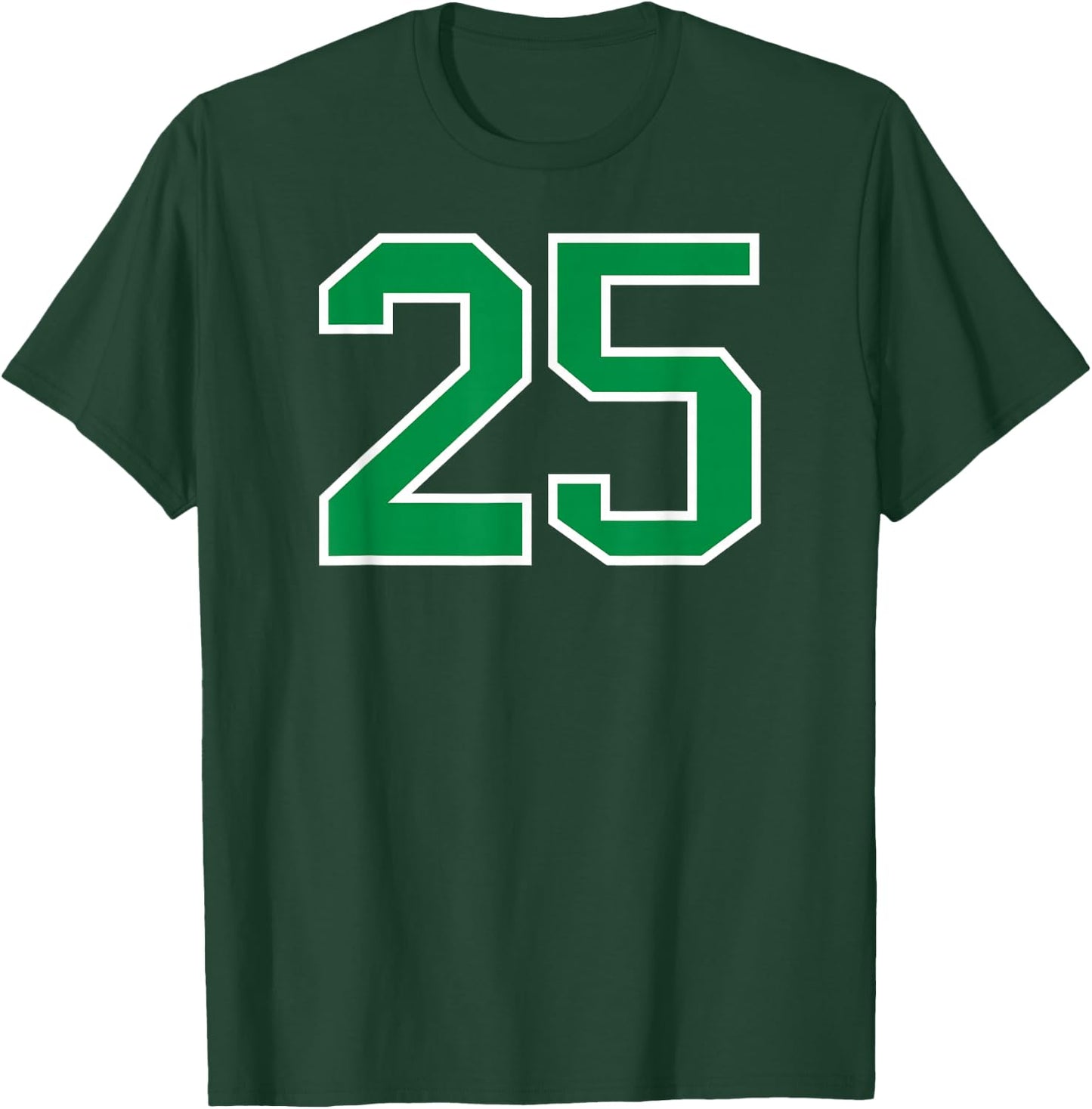 White Green Sports Team Number #25 T-Shirt - T-Shirt | Forest