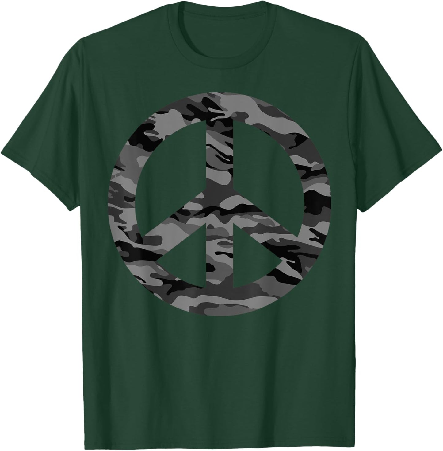 Cool Peace Sign Camouflage For Military Boys & Girls T-Shirt - T-Shirt | Forest