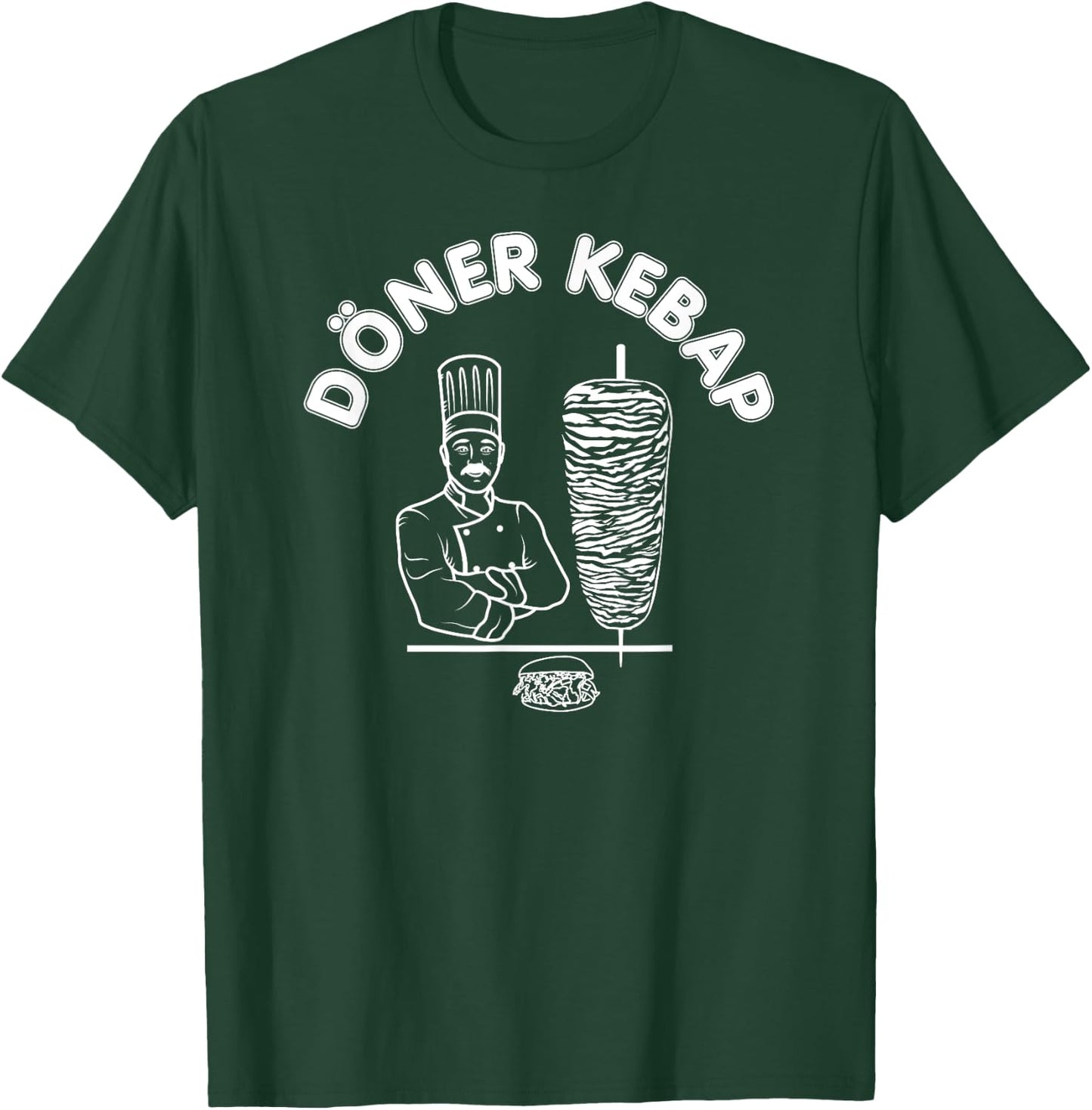 Döner Kebap Shirt, Kebab Cook & Kebab Skewer & Sandwich Logo T-Shirt - T-Shirt | Forest