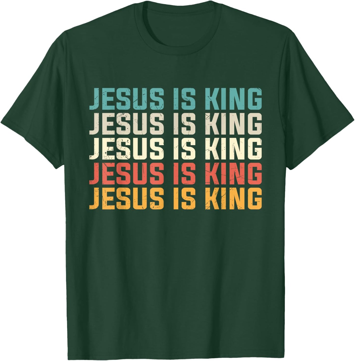 Jesus Is King Vintage Retro Jesus Christ Christian Church T-Shirt - T-Shirt | Forest