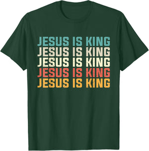 Jesus Is King Vintage Retro Jesus Christ Christian Church T-Shirt - T-Shirt | Forest