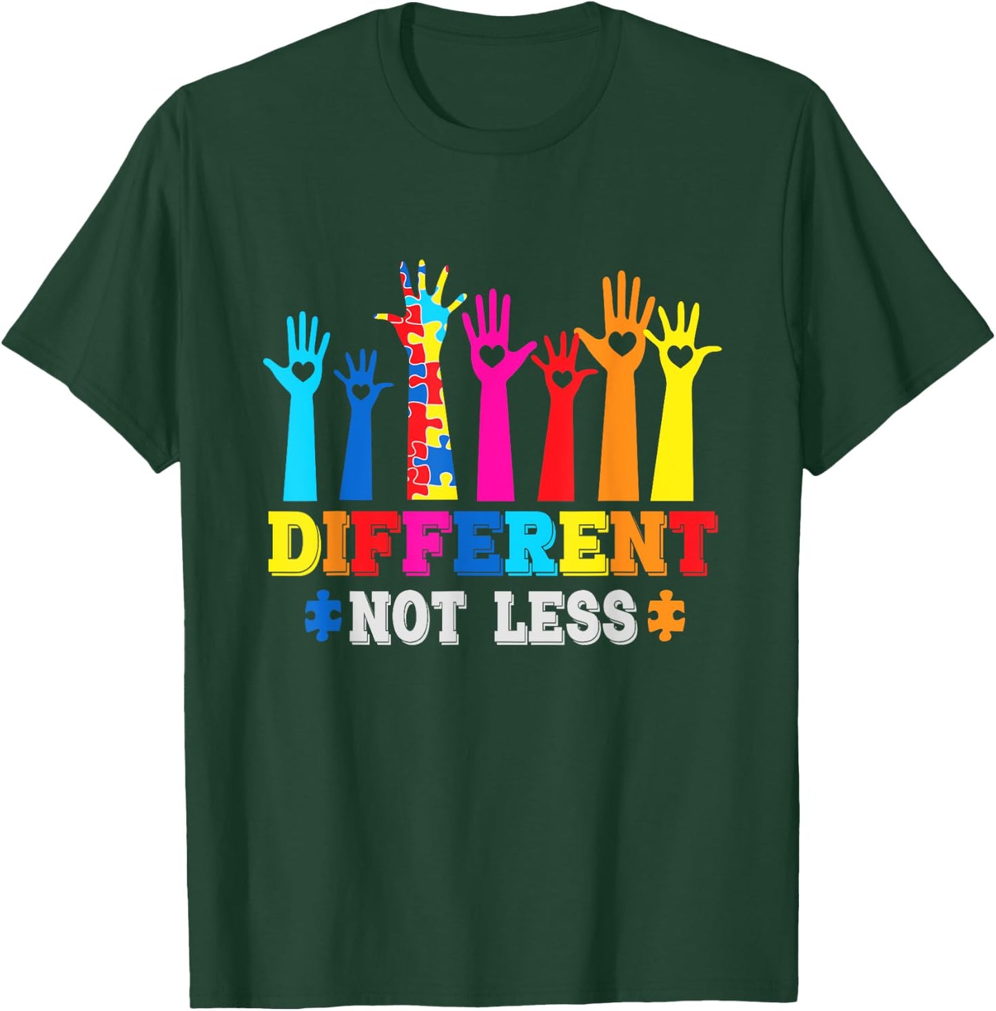 Autism Awareness, Different Not Less, Support Autism T-Shirt - T-Shirt | Forest