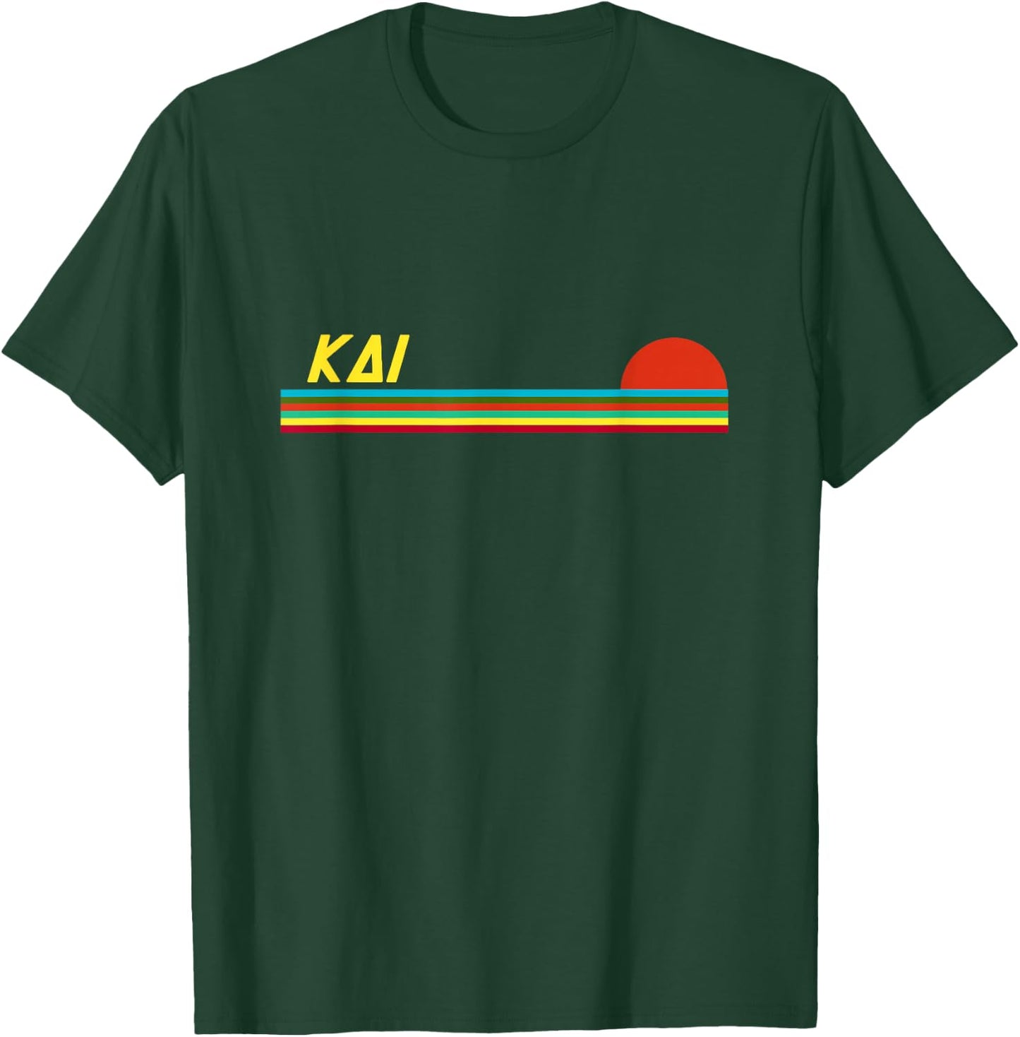 Kai First Name Logo Retro Sunset Surfer Style Kai T-Shirt - T-Shirt | Forest