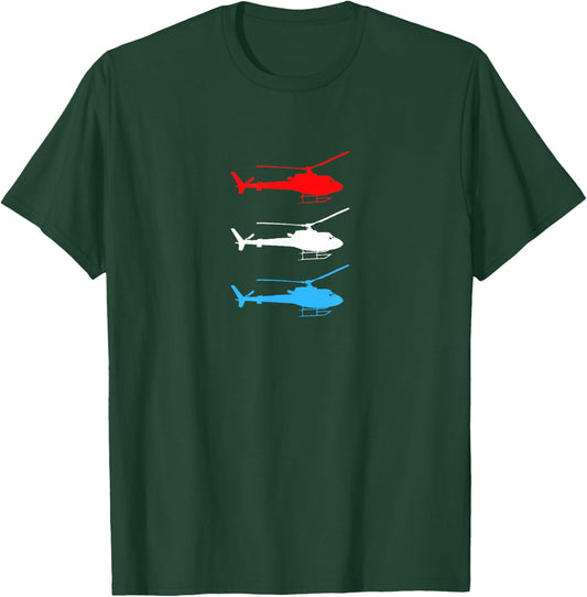 Red White and Blue USA Helicopters T-Shirt - T-Shirt | Forest