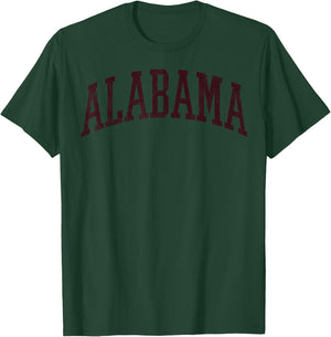 Alabama White AL State Graphic Vintage Sports Lover T-Shirt - T-Shirt | Forest