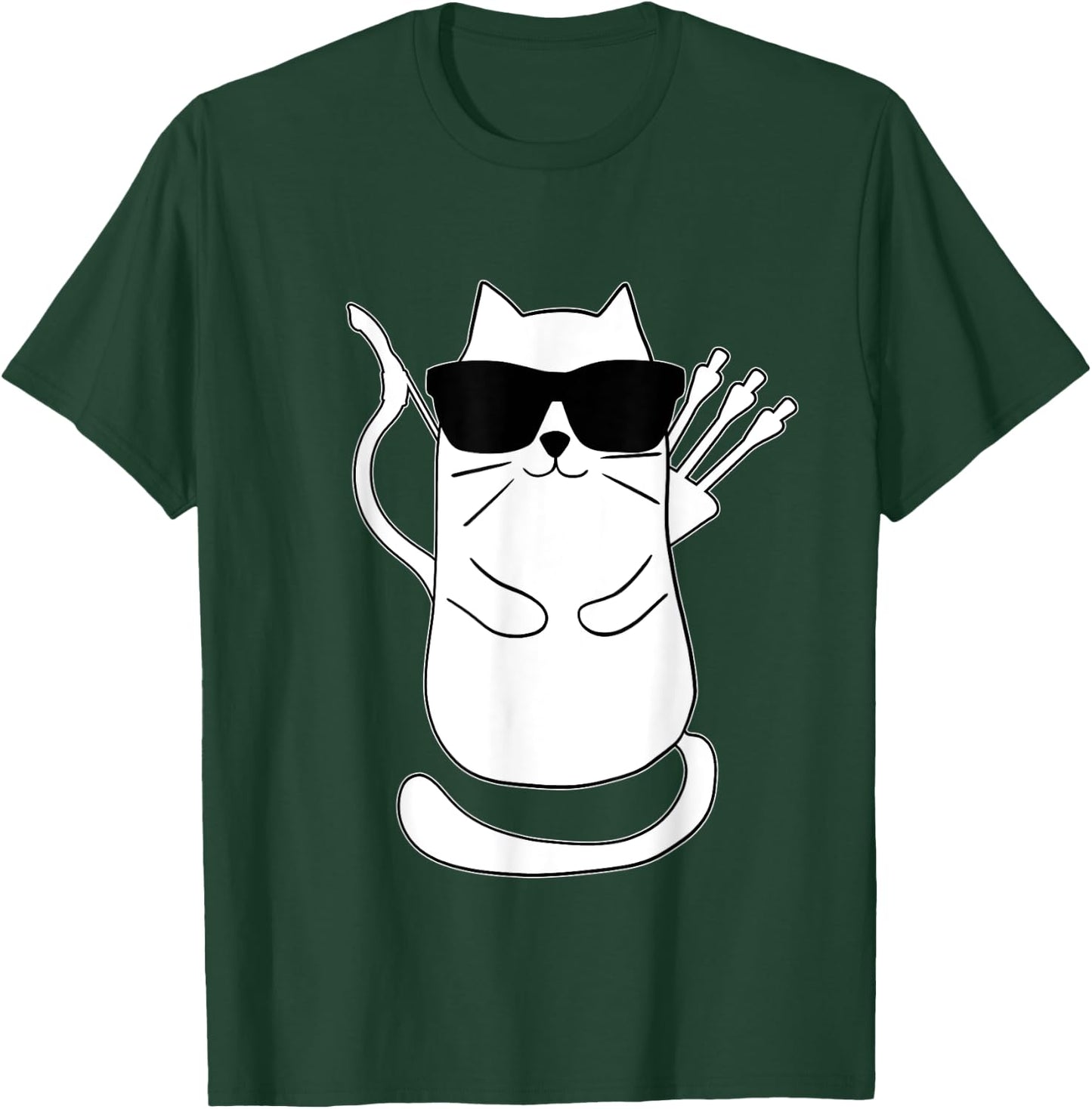 Funny Archery Cat Archer Bow Shooting Retro Vintage Women Kids T-Shirt - T-Shirt | Forest