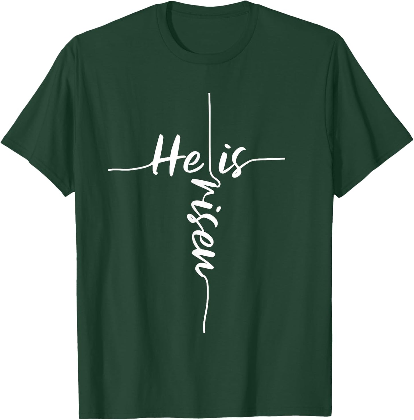 He is Risen Easter Day Jesus Cross Religious Christian Bible Small T-Shirt - T-Shirt | Forest