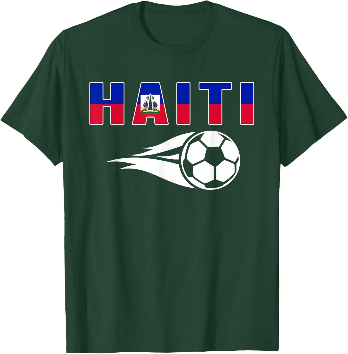 Proud Haiti Soccer Fans Jersey Haitian Flag Football Lovers T-Shirt - T-Shirt | Forest