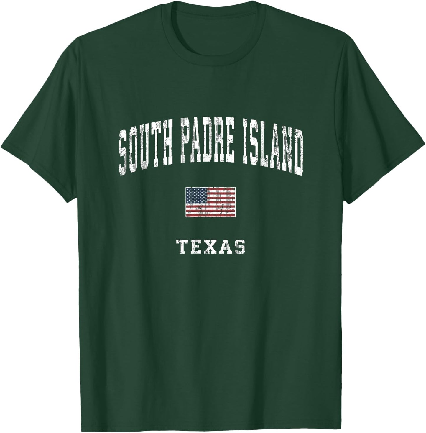 South Padre Island Texas TX Vintage American Flag Sports T-Shirt - T-Shirt | Forest