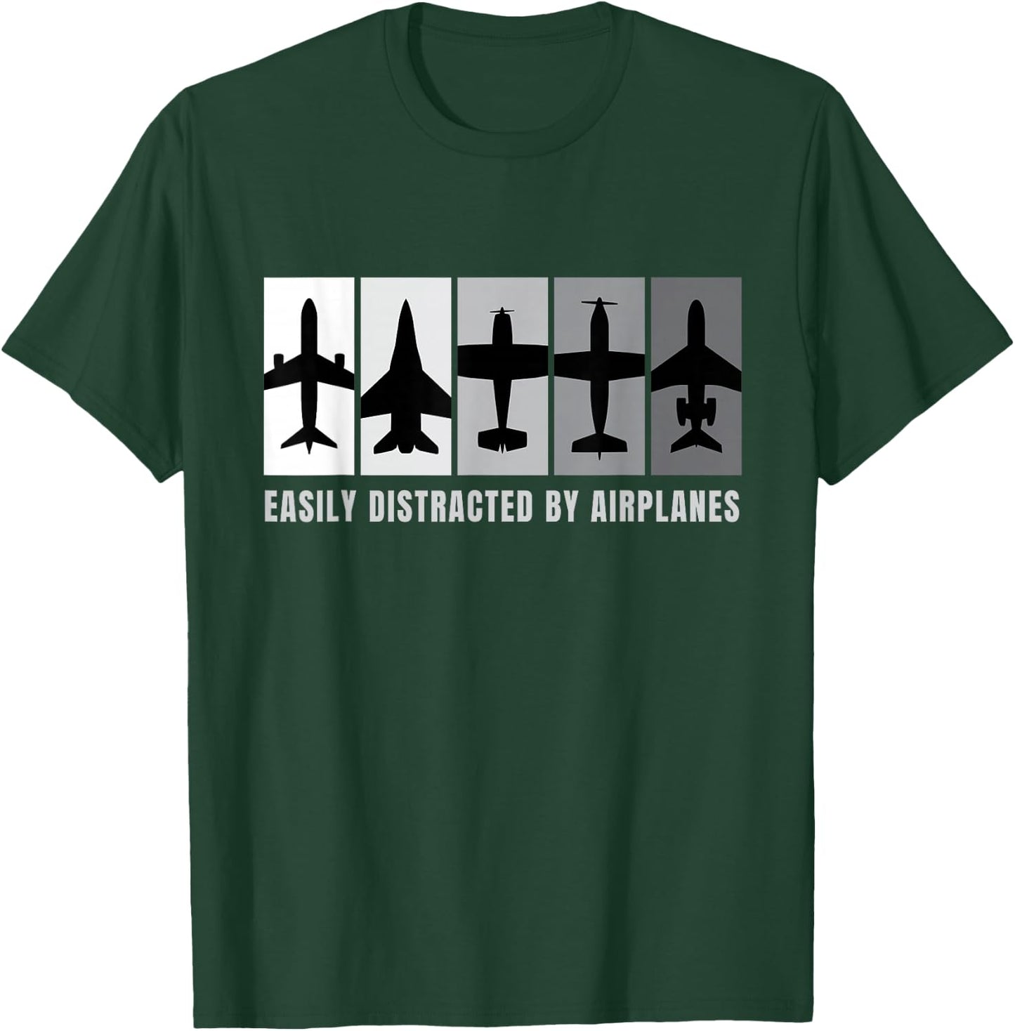 Easily Distracted By Airplanes I Airplane Aviator Aviation T-Shirt - T-Shirt | Forest