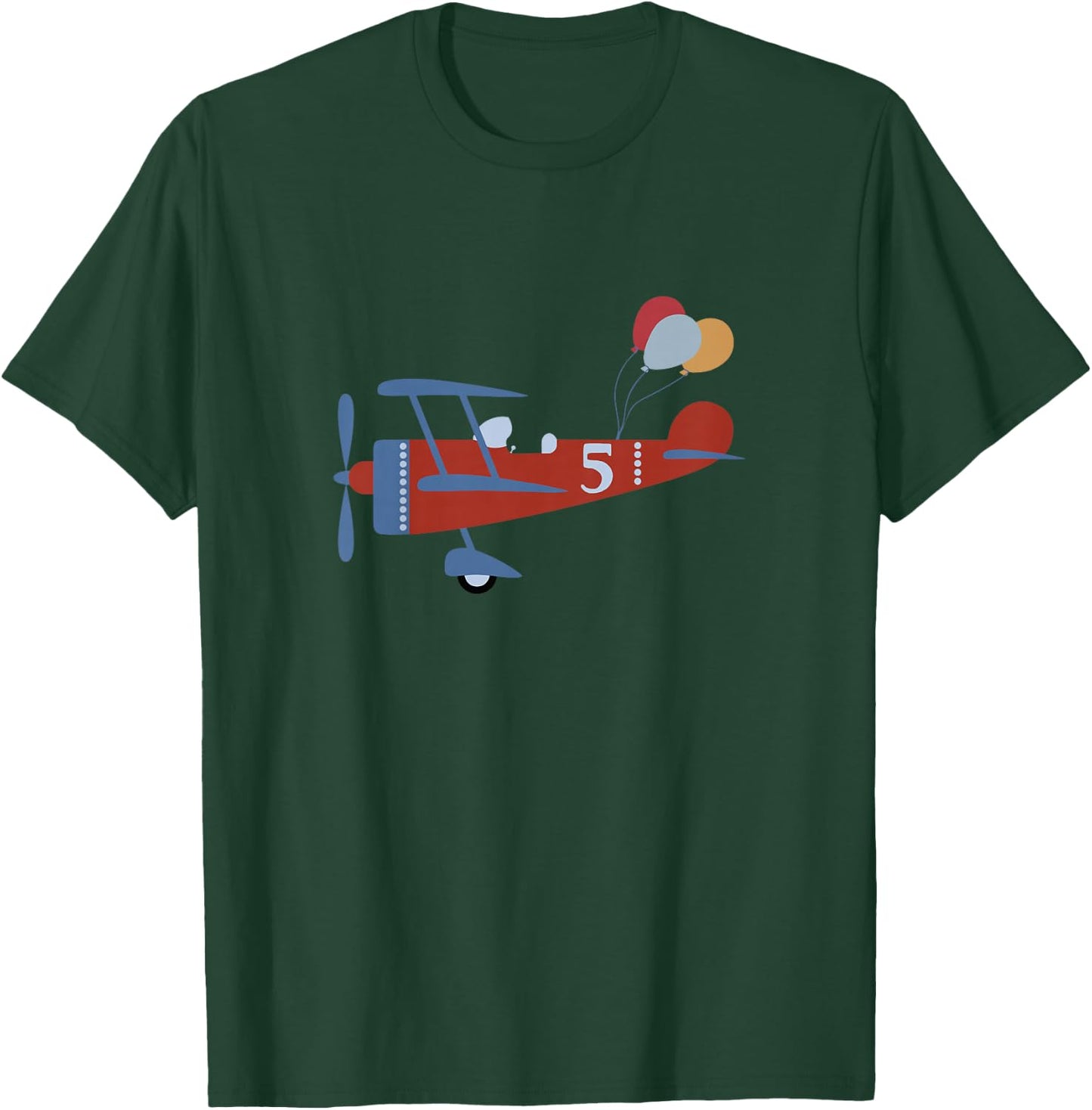 5th Birthday Airplane T Shirt, 5 Year Old Airplane Pilot T-Shirt - T-Shirt | Forest