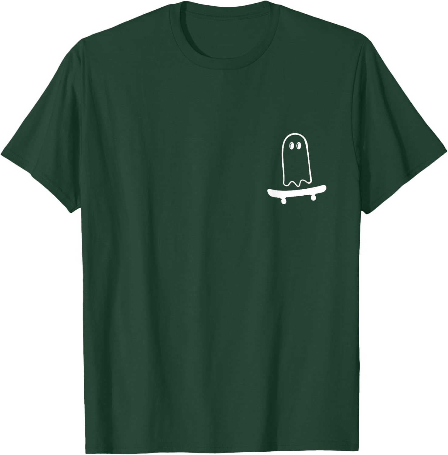 Cute Ghost Skateboard Pocket to funny Skateboarder halloween T-Shirt - T-Shirt | Forest