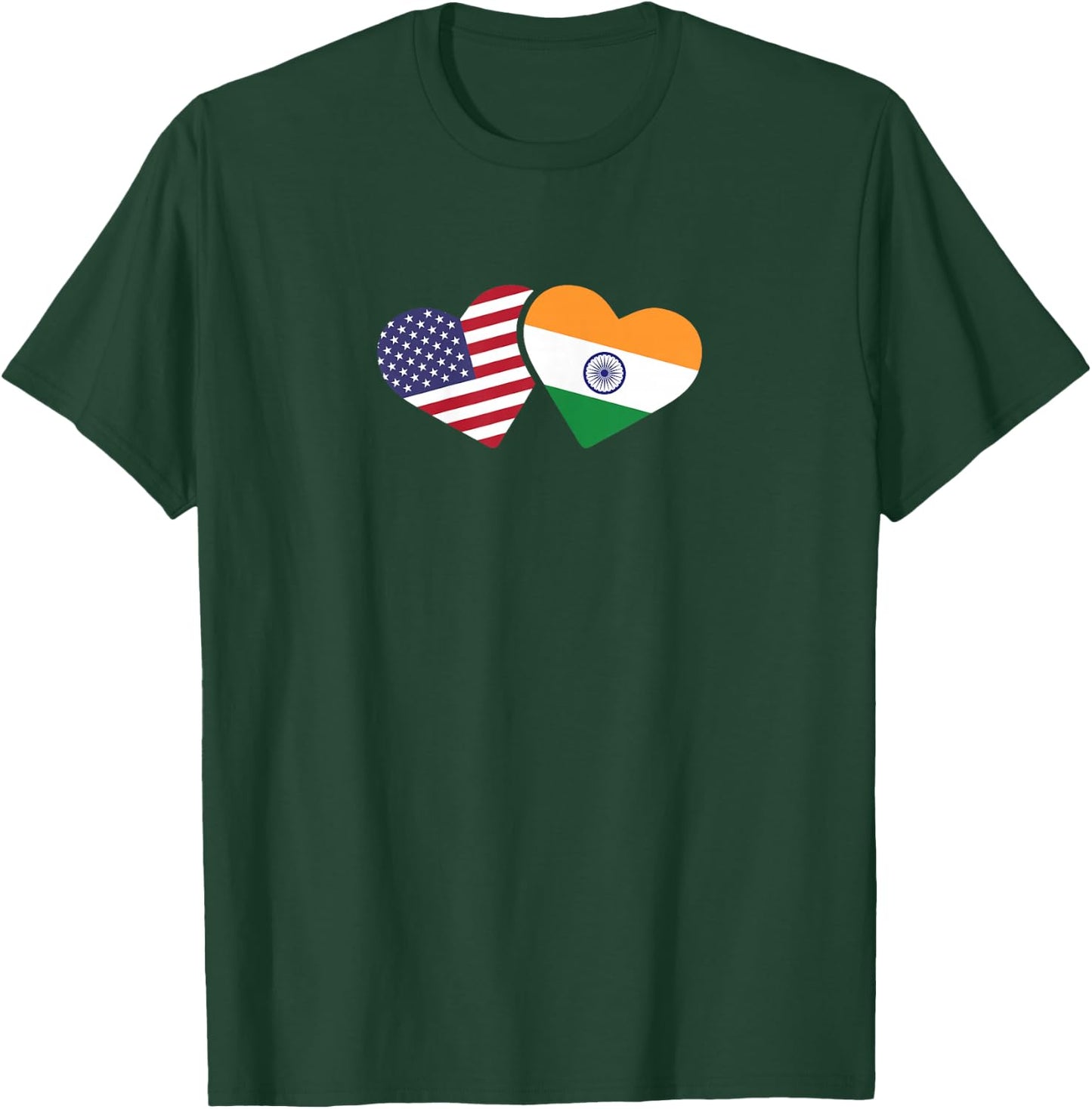 India USA Flag T Shirt Heart Indian American Love T-Shirt - T-Shirt | Forest