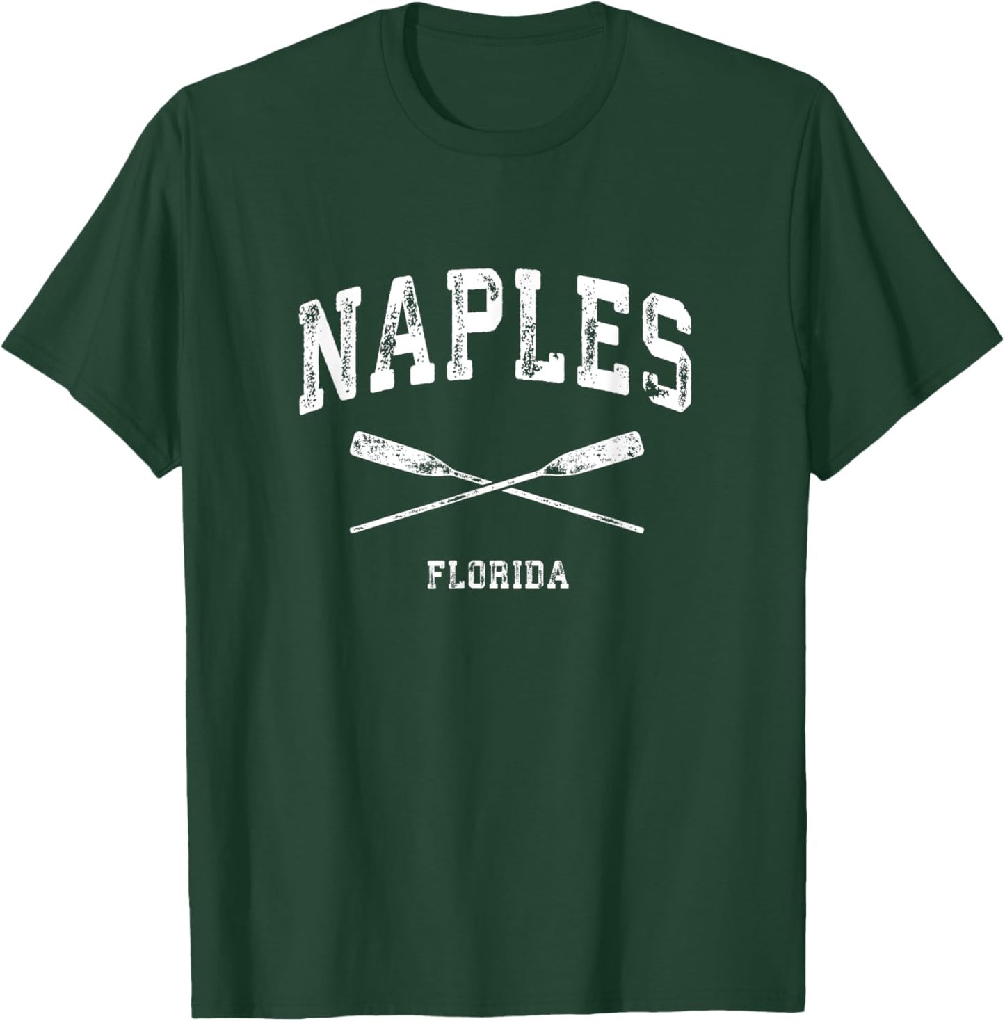 Naples Florida Vintage Nautical Crossed Oars T-Shirt - T-Shirt | Forest