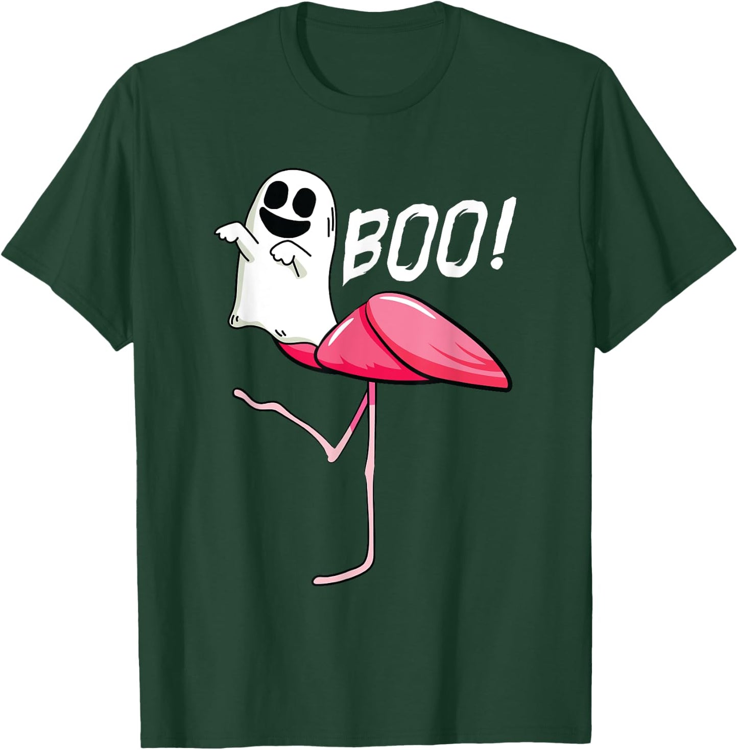 Boo Ghost Flamingo Lazy DIY Halloween Costume Funny Animal T-Shirt - T-Shirt | Forest